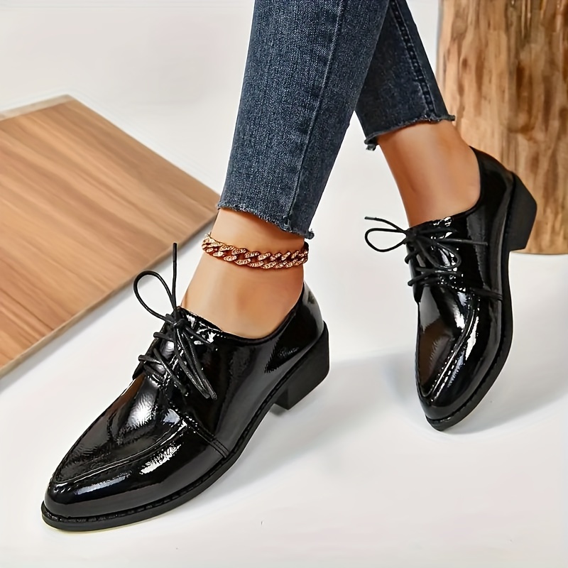 stain   Chic Women s Solid Color Oxford Shoes Chunky details 2