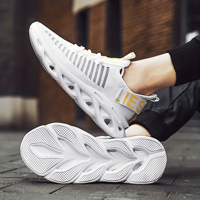 trendy blade type slip on wear   running shoes elastic mesh breathable non slip preppy school sneakers soft comfortable stylish casual versatile athletic shoes sock shoes for women men details 5