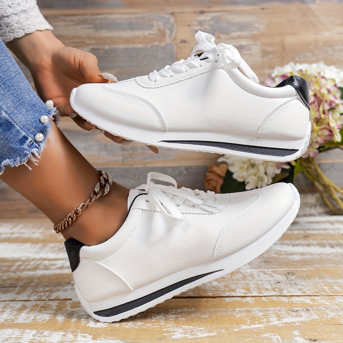 Women s Round Toe Flat Bottom Sneaker Lightweight details 0