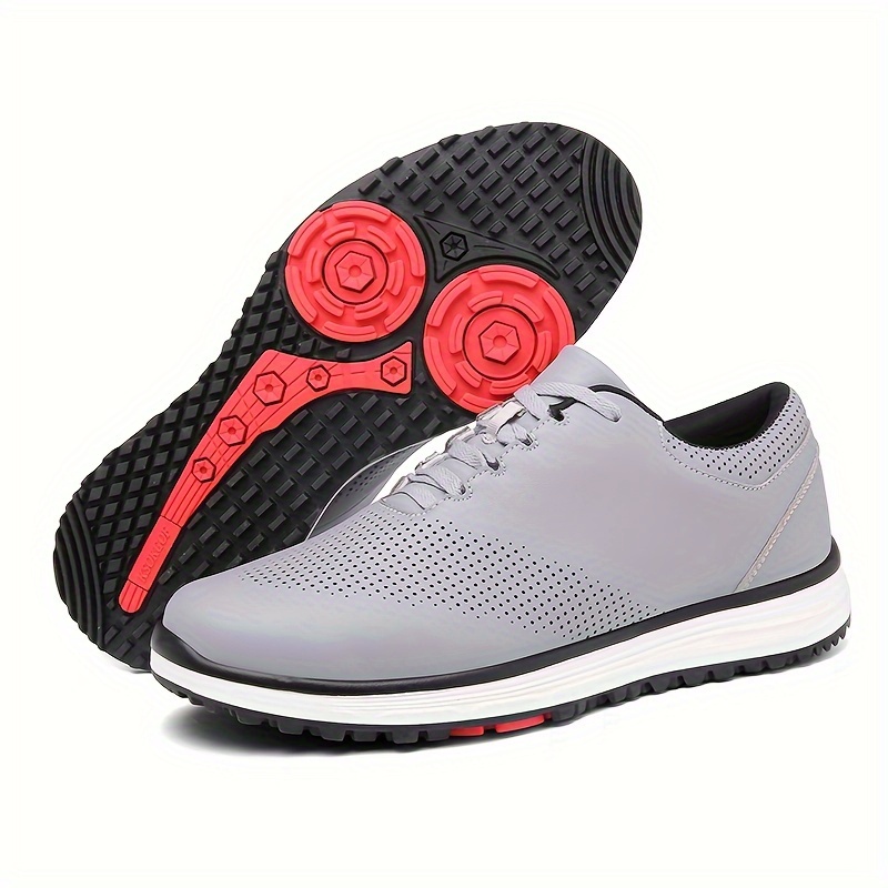 mens golf shoes with rubber soles durable solid color professional non slip golf training all seasons comfy details 0