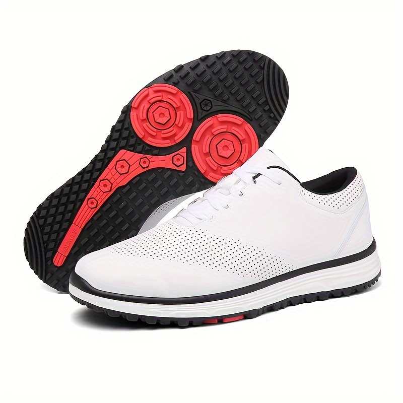 mens golf shoes with rubber soles durable solid color professional non slip golf training all seasons comfy details 1