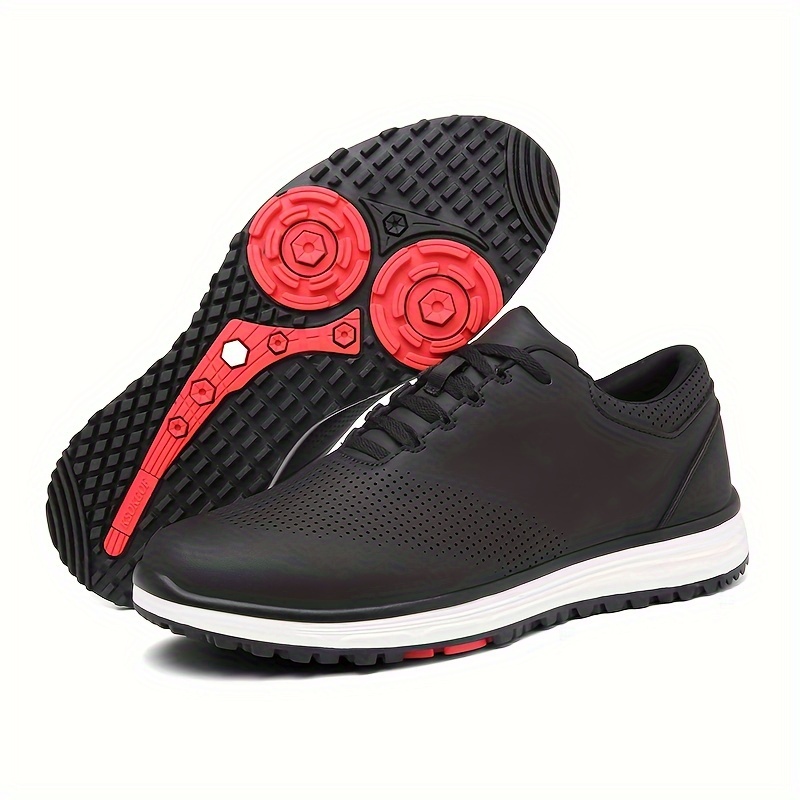 mens golf shoes with rubber soles durable solid color professional non slip golf training all seasons comfy details 2