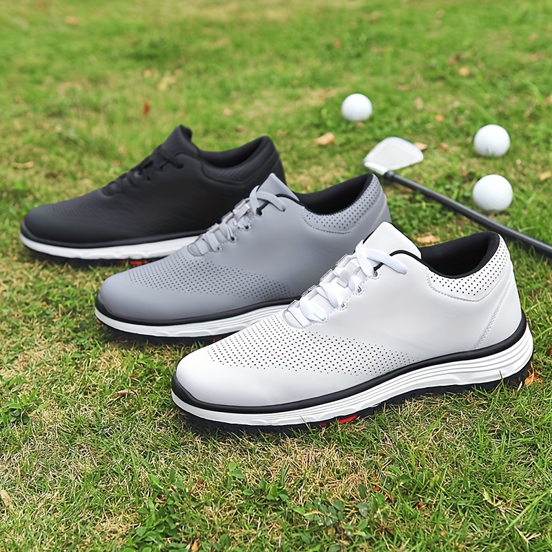 mens golf shoes with rubber soles durable solid color professional non slip golf training all seasons comfy details 6