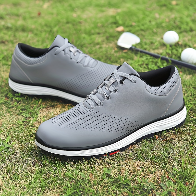 mens golf shoes with rubber soles durable solid color professional non slip golf training all seasons comfy details 7