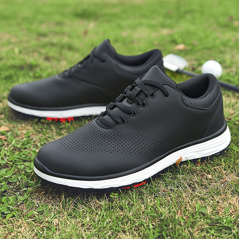 mens golf shoes with rubber soles durable solid color professional non slip golf training all seasons comfy details 10