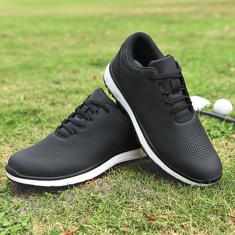 mens golf shoes with rubber soles durable solid color professional non slip golf training all seasons comfy details 12