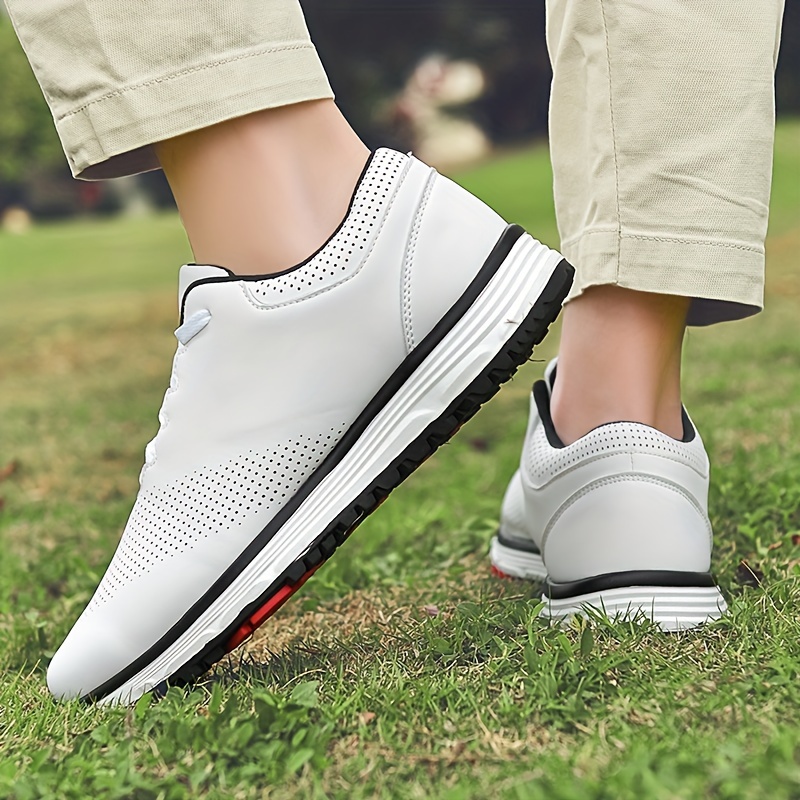 mens golf shoes with rubber soles durable solid color professional non slip golf training all seasons comfy details 17