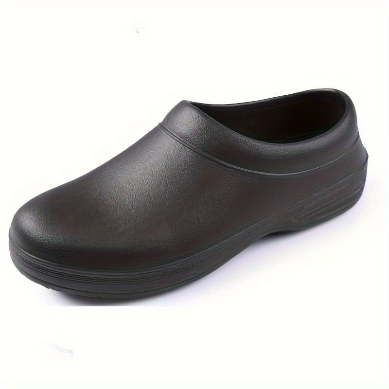 mens solid slip on oil proof hollow out chef shoes comfy non slip casual safety clogs for mens outdoor activities details 1