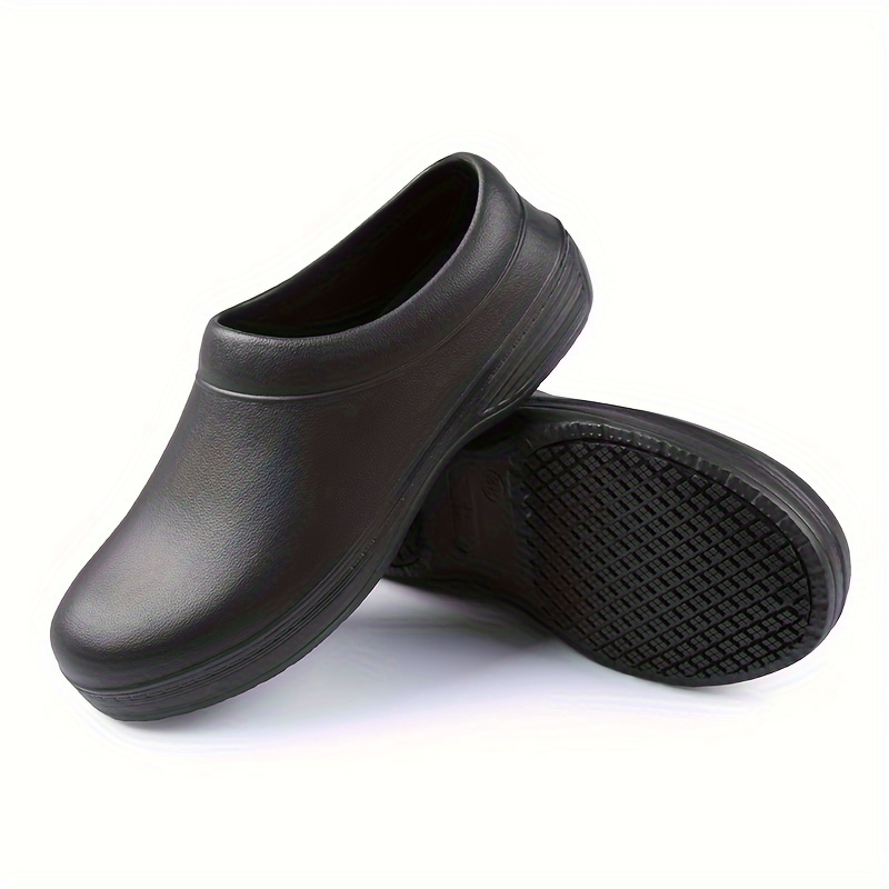 mens solid slip on oil proof hollow out chef shoes comfy non slip casual safety clogs for mens outdoor activities details 4