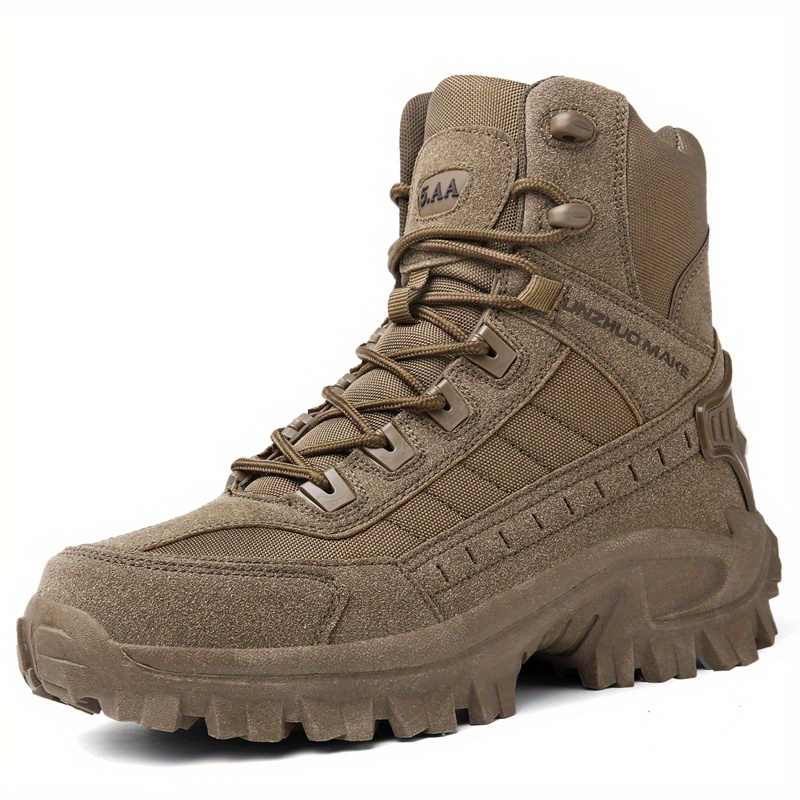 mens solid high top tactical boots comfy non slip lace up durable shoes for mens outdoor activities details 6