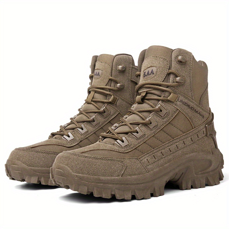 mens solid high top tactical boots comfy non slip lace up durable shoes for mens outdoor activities details 7