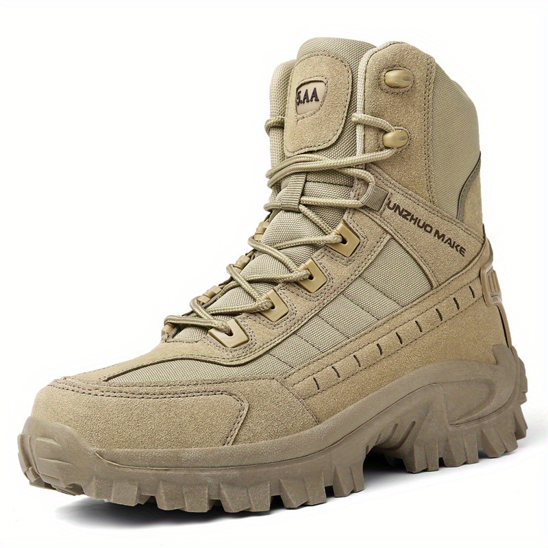 mens solid high top tactical boots comfy non slip lace up durable shoes for mens outdoor activities details 16