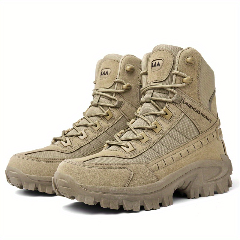 mens solid high top tactical boots comfy non slip lace up durable shoes for mens outdoor activities details 17