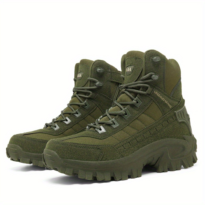 mens solid high top tactical boots comfy non slip lace up durable shoes for mens outdoor activities details 24