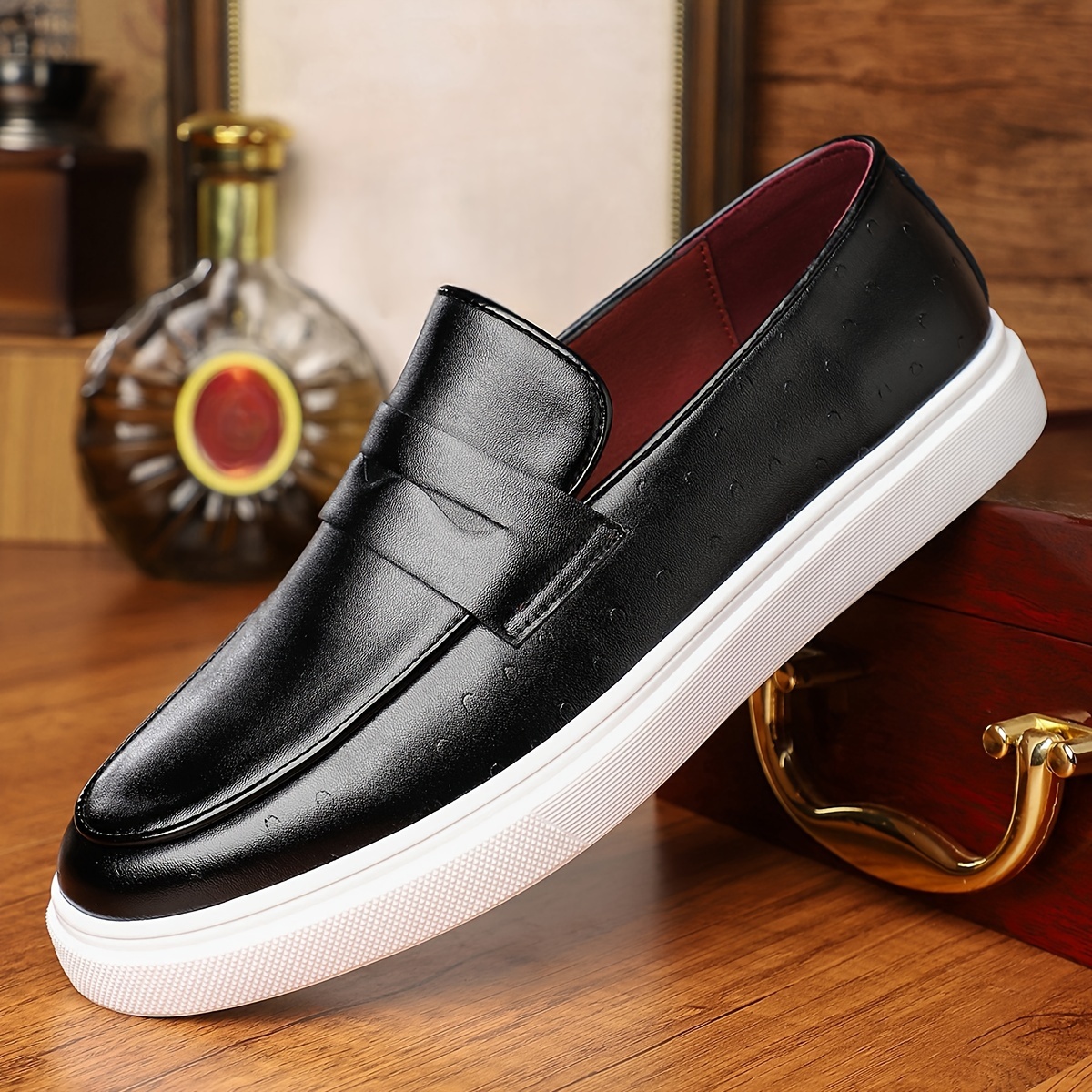 Plus Size Mens Solid Color Slip On Loafer Shoes Comfy Non Slip Durable Rubber Sole Walking Shoes Mens Footwear Shop The Latest Trends Temu details 5