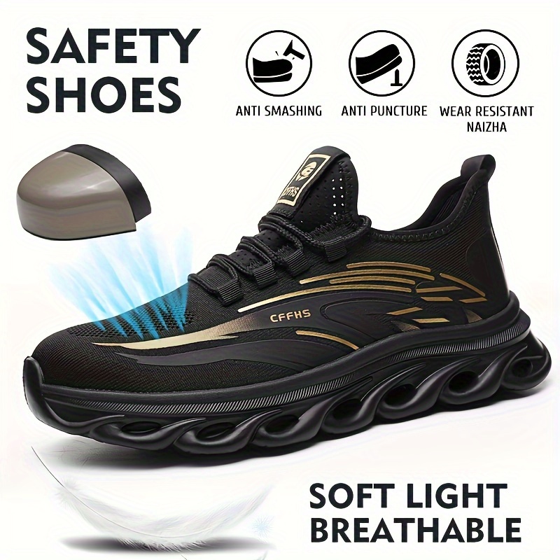 Stylish Puncture Proof Breathable Mens Safety Shoes Men s Shoes Temu details 2