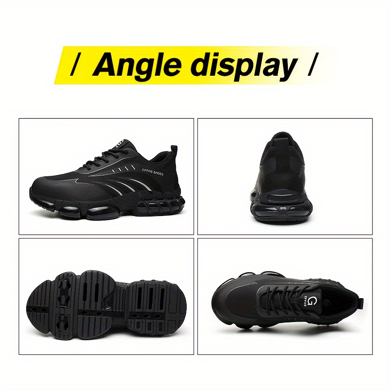 mens anti smashing steel toe safety work shoes lightweight mesh surface for breathability anti slip labor protection shoes details 3