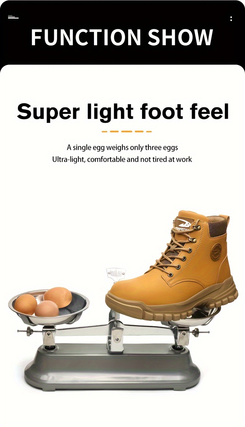 mens high top steel toe puncture proof anti skid work safety boots lace up durable industrial construction shoes details 6